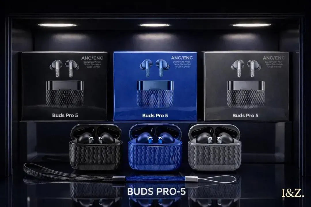 Black Buds Pro 5 Wireless Earbuds