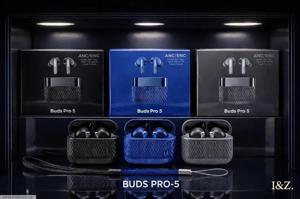 Black Buds Pro 5 Wireless Earbuds