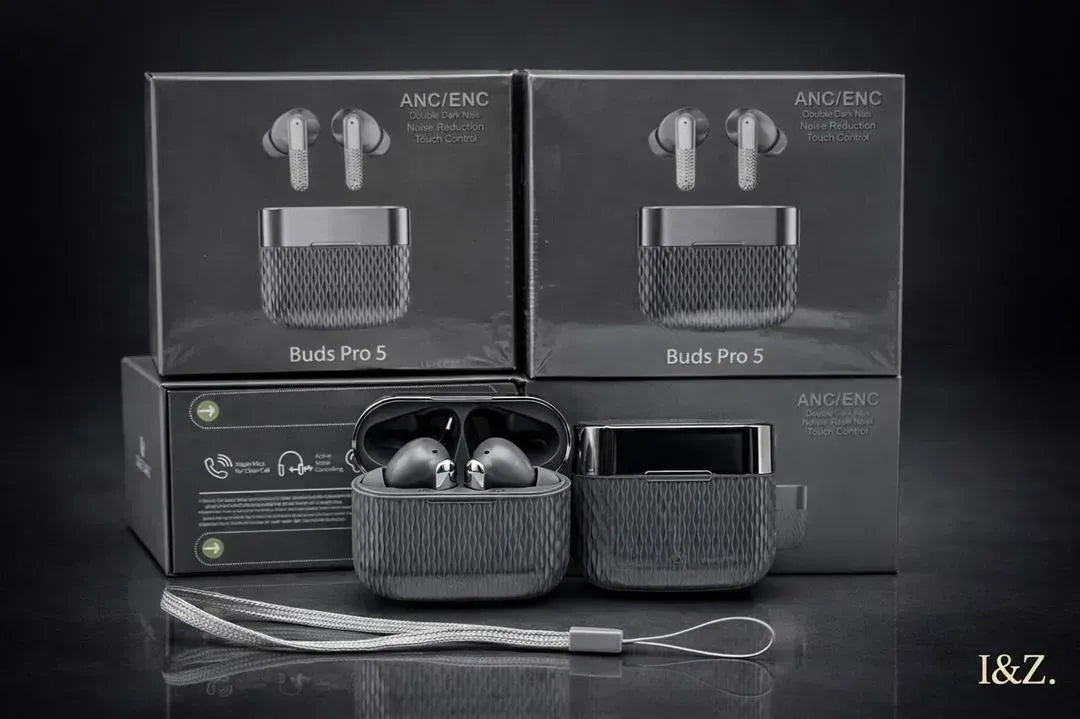 Black Buds Pro 5 Wireless Earbuds
