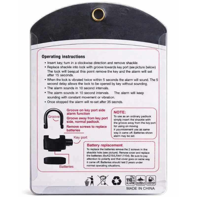 Waterproof Alarm Padlock