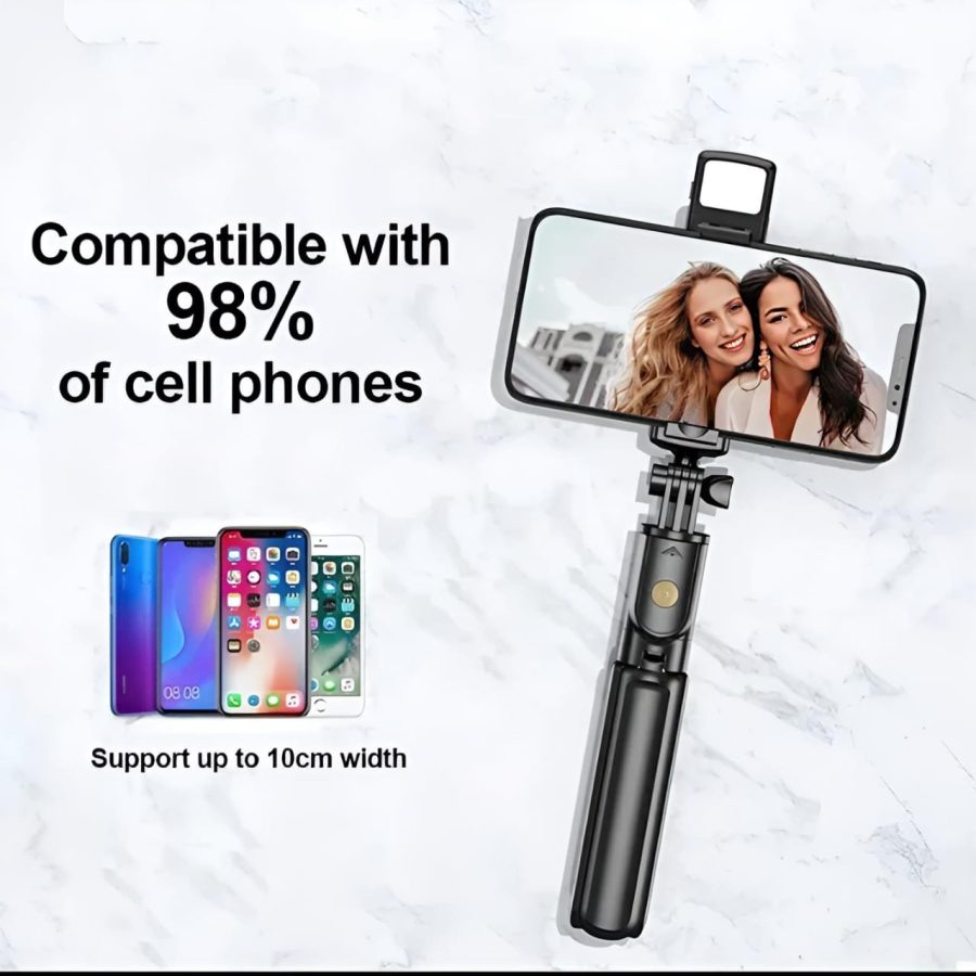 R1s Bluetooth Selfie Stick Tripod with Remote | with LED Light