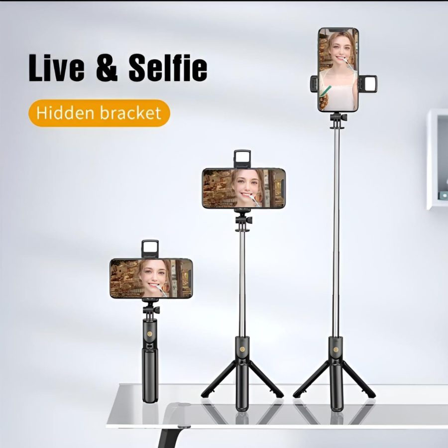 R1s Bluetooth Selfie Stick Tripod with Remote | with LED Light