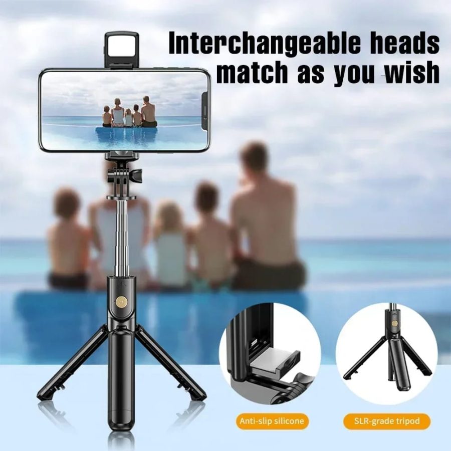 R1s Bluetooth Selfie Stick Tripod with Remote | with LED Light