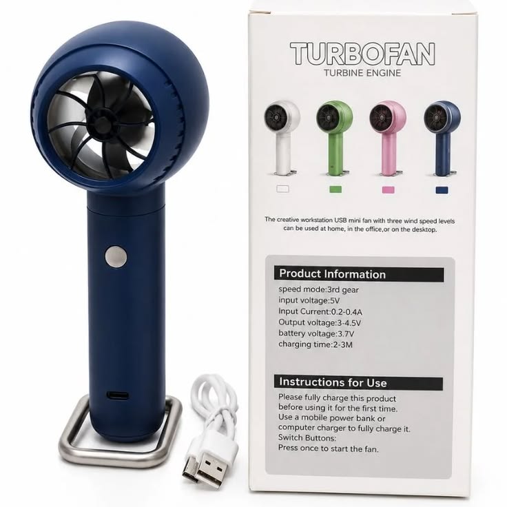 Rechargeable Mini Cooling Fan | USB with 3 Speed Modes | Random color